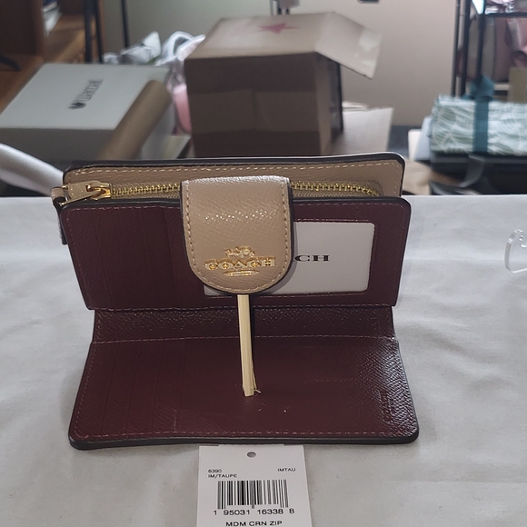 Coach Tilly Top Handle Satchel In Colorblock Taupe/Chalk + Wallet - Picture 11 of 11